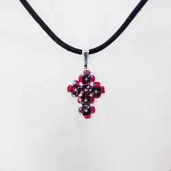 Pendant 45cm - Trisha-Black Suedine - Pendant 45cm - Laiton argenté